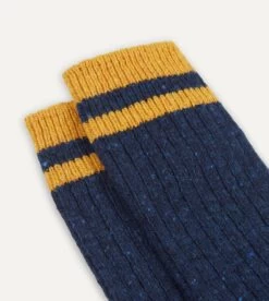 Blue Striped Donegal Wool Socks -Drakes Shop DR1AJ2 22229 04 200 2