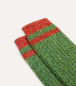 Green Striped Donegal Wool Socks 7 Green Striped Donegal Wool Socks -Drakes Shop DR1AJ2 22229 05 400 2