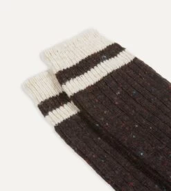Brown Striped Donegal Wool Socks -Drakes Shop DR1AJ2 22229 06 300 2