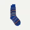Blue Fair Isle Wool Cotton Socks -Drakes Shop DR1AJ2 22231 04 660 1