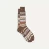 Brown Fair Isle Wool Cotton Socks -Drakes Shop DR1AJ2 22231 05 660 1