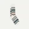 Ecru Fair Isle Wool Cotton Socks -Drakes Shop DR1AJ2 22231 06 660 1
