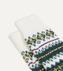 Ecru Fair Isle Wool Cotton Socks -Drakes Shop DR1AJ2 22231 06 660 2
