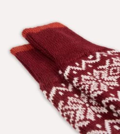 Red Fair Isle Wool Cotton Socks -Drakes Shop DR1AJ2 22652 01 701 2