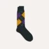 Green Argyle Wool Cotton Socks -Drakes Shop DR1AJ2 22802 02 401 1