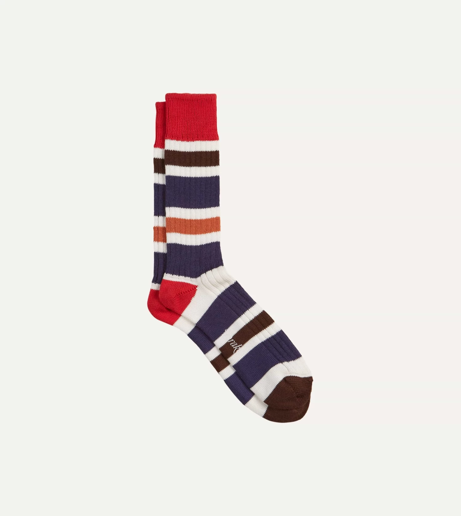 Red And Navy Cotton Striped Sports Socks 3 Red And Navy Cotton Striped Sports Socks