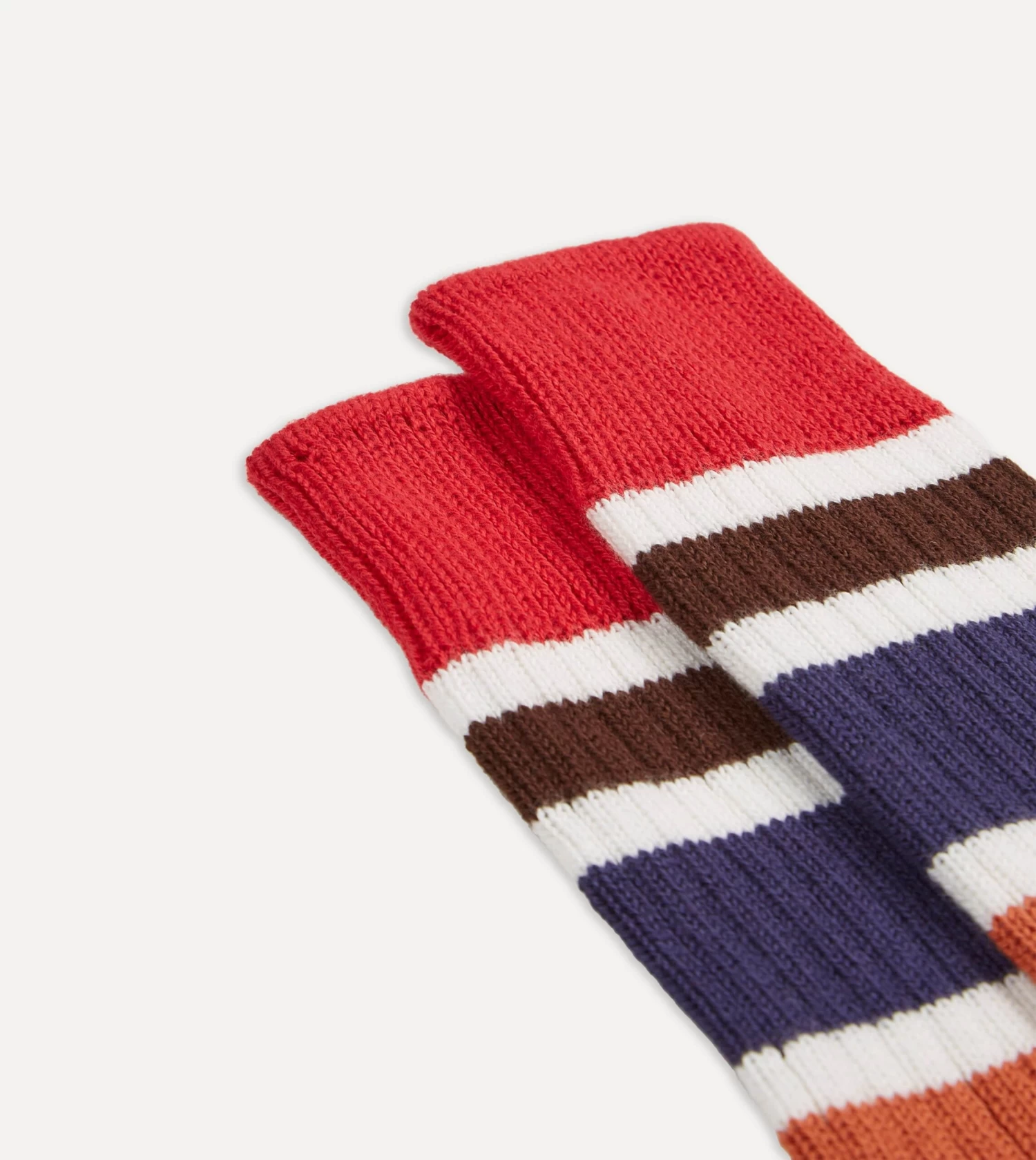 Red And Navy Cotton Striped Sports Socks 5 Red And Navy Cotton Striped Sports Socks - Image 3