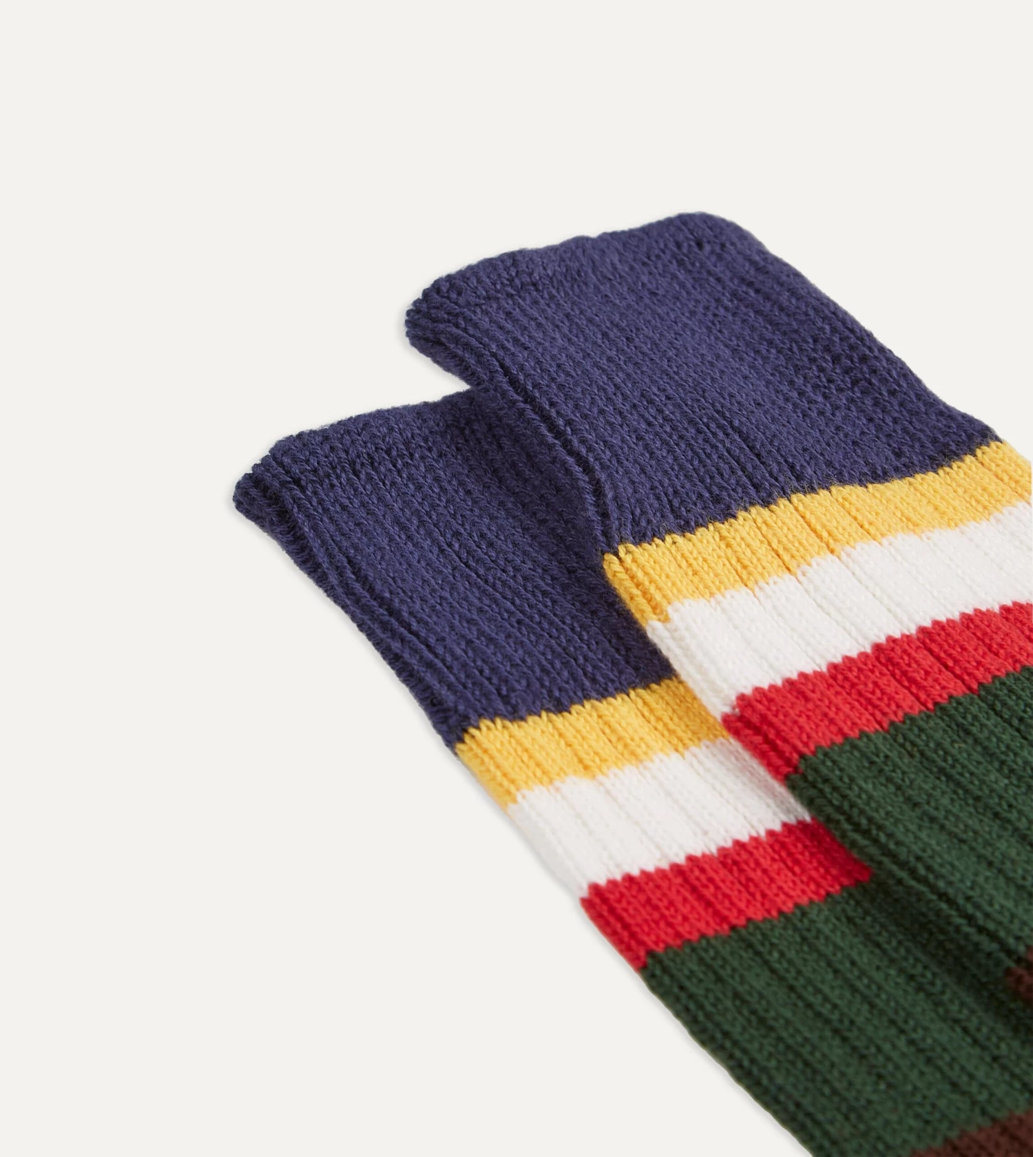 Navy And Green Cotton Striped Sports Socks 5 Navy And Green Cotton Striped Sports Socks - Image 3