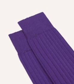 Purple Cotton Mid-Calf Socks -Drakes Shop DR1AJ224196 08990 3