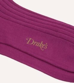 Fuchsia Cotton Mid-Calf Socks -Drakes Shop DR1AJ224196 09900 2