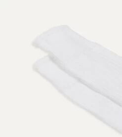 White Cotton Sports Socks -Drakes Shop DR1AJ322413 02000 3