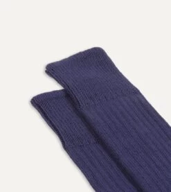 Navy Cotton Sports Socks -Drakes Shop DR1AJ322413 03250 3