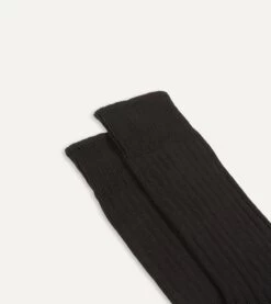 Black Cotton Sports Socks -Drakes Shop DR1AJ322413 04100 3