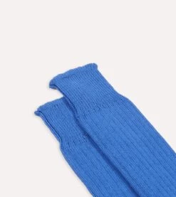 Blue Cotton Sports Socks -Drakes Shop DR1AJ322413 08200 3