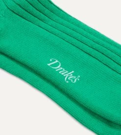 Emerald Green Cotton Sports Socks -Drakes Shop DR1AJ322413 12400 2