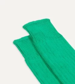 Emerald Green Cotton Sports Socks -Drakes Shop DR1AJ322413 12400 3