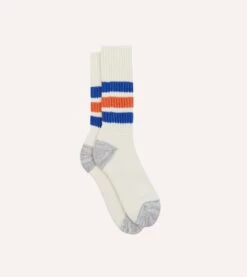 RoToTo Blue And Orange Cotton Crew Socks