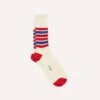 Ecru And Red Striped Cotton Sports Sock -Drakes Shop DR1AJ324085 01052 1