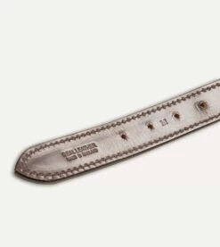 Navy And Red Stripe Webbing And Leather Belt With Brass Buckle -Drakes Shop DR1AK121918 01252 6