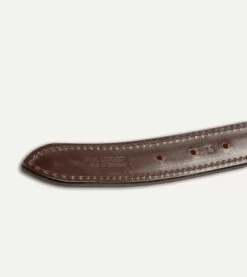 Olive And Ecru Stripe Webbing And Leather Belt With Brass Buckle -Drakes Shop DR1AK121918 02402 6