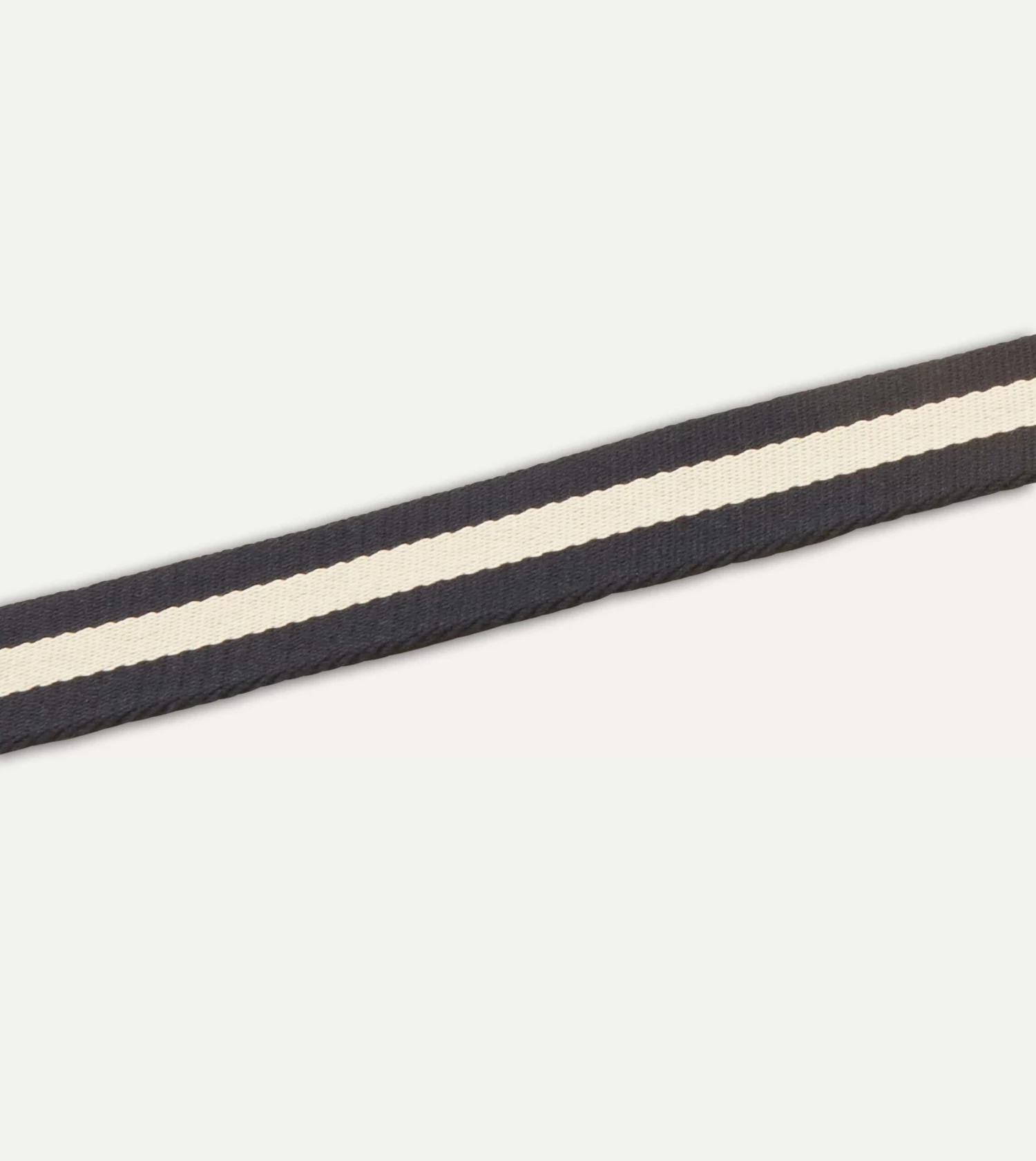 Navy And Ecru Stripe Webbing And Leather Belt With Brass Buckle 6 Navy And Ecru Stripe Webbing And Leather Belt With Brass Buckle - Image 4