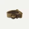 Khaki Green Leather-Covered Buckle Adjustable Webbing Belt -Drakes Shop DR1AK121919 02400 1