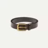 Dark Brown Unlined Bridle Leather Belt With Brass Buckle