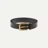Black Unlined Bridle Leather Belt With Brass Buckle -Drakes Shop DR1AK121920 02100 1