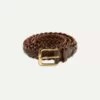 Brown Plaited Bridle Leather Belt With Brass Buckle 2 Brown Plaited Bridle Leather Belt With Brass Buckle -Drakes Shop DR1AK121921 01300 1