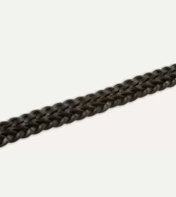 Black Plaited Bridle Leather Belt With Brass Buckle -Drakes Shop DR1AK121921 02100 4