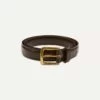 Dark Brown Fully Lined Bridle Leather Belt With Brass Buckle -Drakes Shop DR1AK121922 01300 1