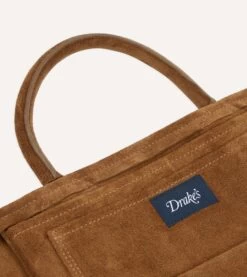 Tobacco Suede Tote Bag -Drakes Shop DR1AM223684 01300 4