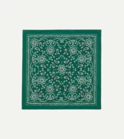 Green Paisley Print Cotton Bandana