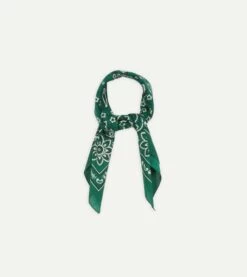 Green Paisley Print Cotton Bandana -Drakes Shop DR1Ad022223 02401 4