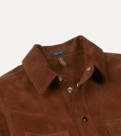 Brown Roughout Suede Overshirt 9 Brown Roughout Suede Overshirt -Drakes Shop DR2A1A21601 01300 3
