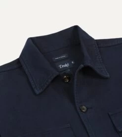Navy Cotton Field Shirt -Drakes Shop DR2A1A24008 01250 3