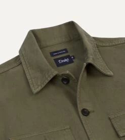 Olive Cotton Field Shirt -Drakes Shop DR2A1A24008 02400 3