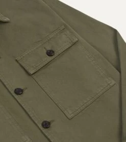 Olive Cotton Field Shirt -Drakes Shop DR2A1A24008 02400 4
