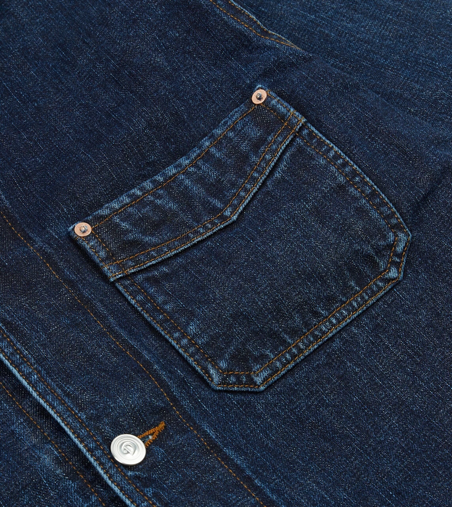 Stone Wash Selvedge Denim Five-Pocket Chore Jacket 6 Stone Wash Selvedge Denim Five-Pocket Chore Jacket - Image 4