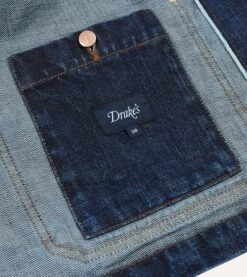 Stone Wash Selvedge Denim Five-Pocket Chore Jacket 18 Stone Wash Selvedge Denim Five-Pocket Chore Jacket -Drakes Shop DR2A1B 20387 03 200 7