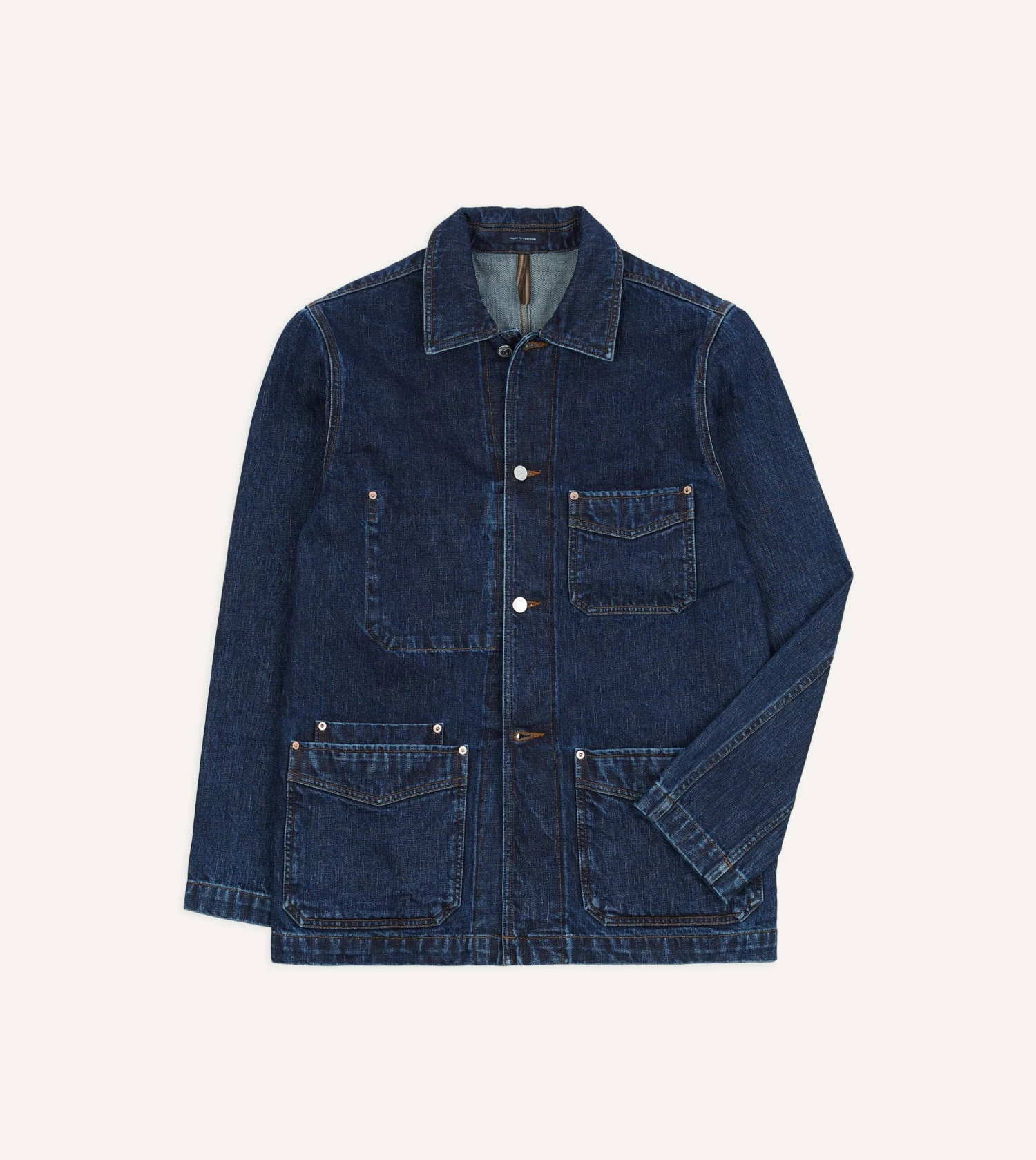 Stone Wash Selvedge Denim Five-Pocket Chore Jacket 3 Stone Wash Selvedge Denim Five-Pocket Chore Jacket