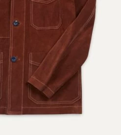 Rust Heavyweight Suede Five-Pocket Chore Jacket -Drakes Shop DR2A1B19520 01700 4