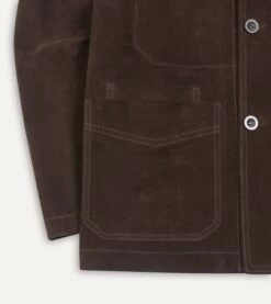 Chocolate Brown Heavyweight Suede Five-Pocket Chore Jacket -Drakes Shop DR2A1B19520 02300 6