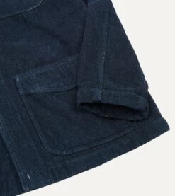 Indigo Cotton Terry Towelling Five-Pocket Chore Jacket -Drakes Shop DR2A1B21309 01250 5