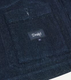 Indigo Cotton Terry Towelling Five-Pocket Chore Jacket -Drakes Shop DR2A1B21309 01250 6