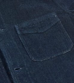 Indigo Cotton Terry Towelling Five-Pocket Chore Jacket -Drakes Shop DR2A1B21309 01250 7