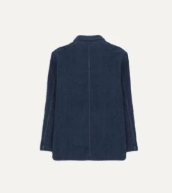 Indigo Cotton Terry Towelling Five-Pocket Chore Jacket -Drakes Shop DR2A1B21309 01250 8