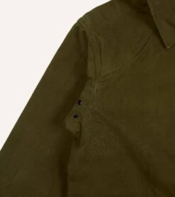 Olive Green Cotton Canvas Chasseur Jacket -Drakes Shop DR2A1B22022 01300 10
