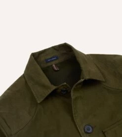Olive Green Cotton Canvas Chasseur Jacket -Drakes Shop DR2A1B22022 01300 3