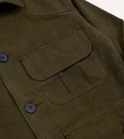 Olive Green Cotton Canvas Chasseur Jacket -Drakes Shop DR2A1B22022 01300 4